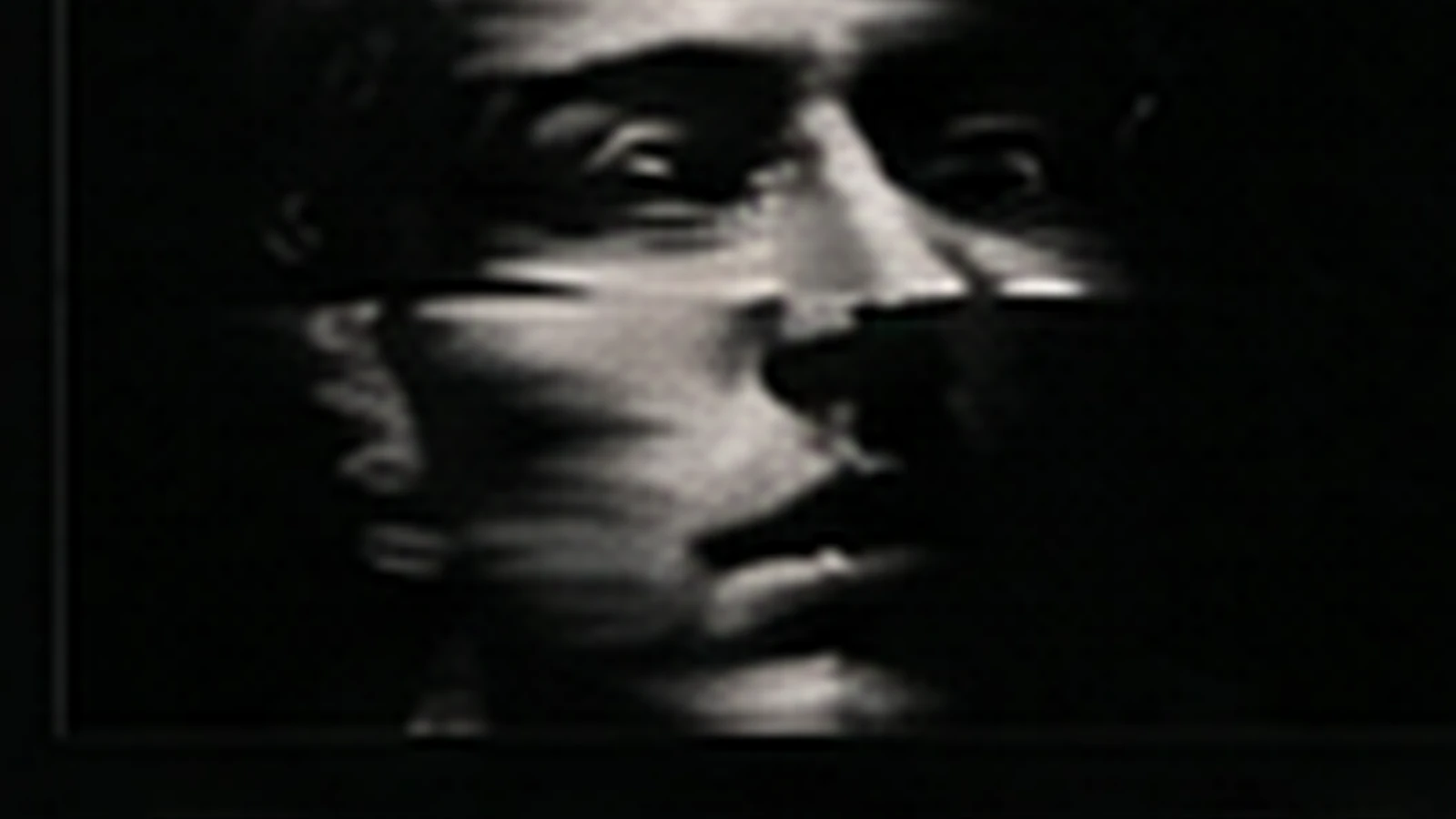 Un rostro deformado por el movimiento y la interferencia.